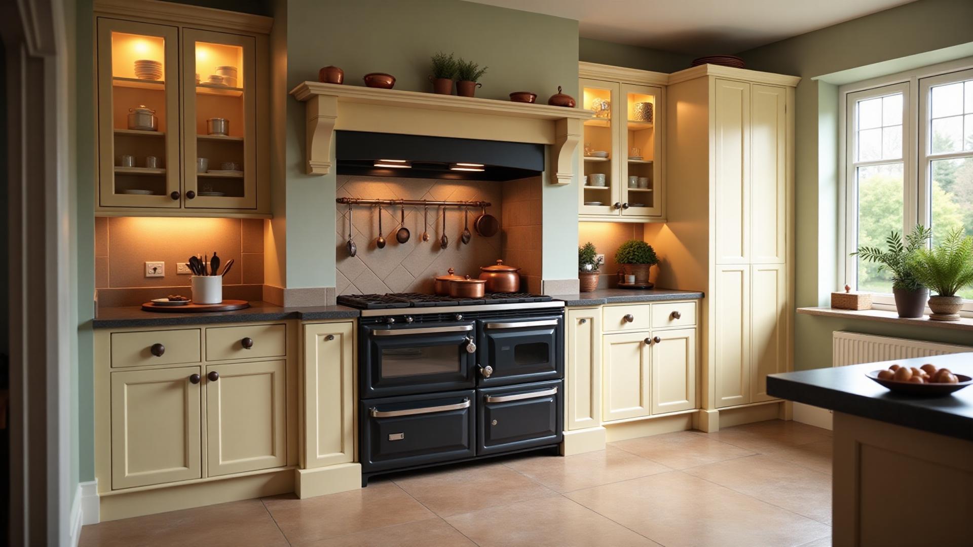 Aga cooker in luxury country kitchen